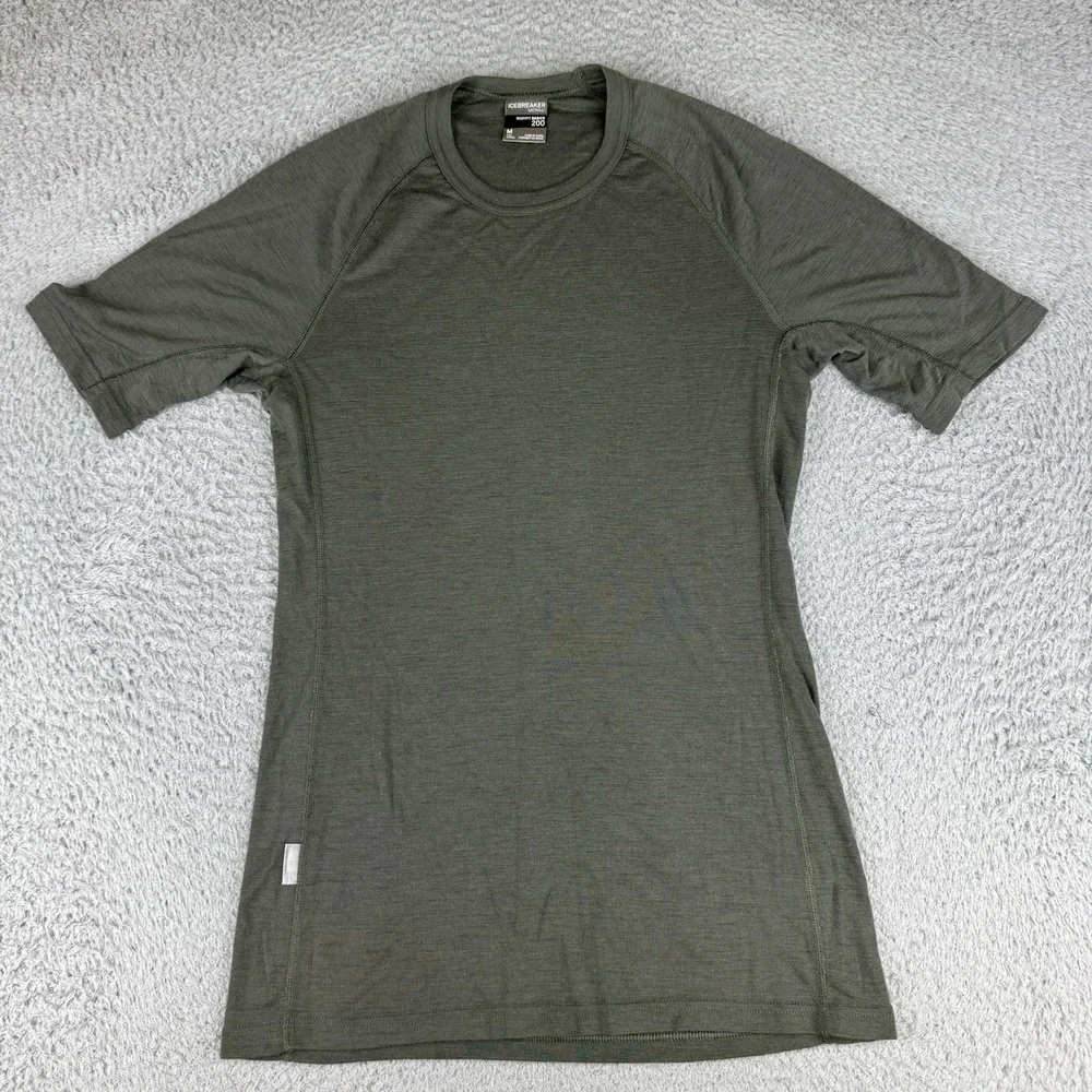 Icebreaker Shirt Mens M Green Bodyfit 200 Merino Wool Fitted Base Layer READ